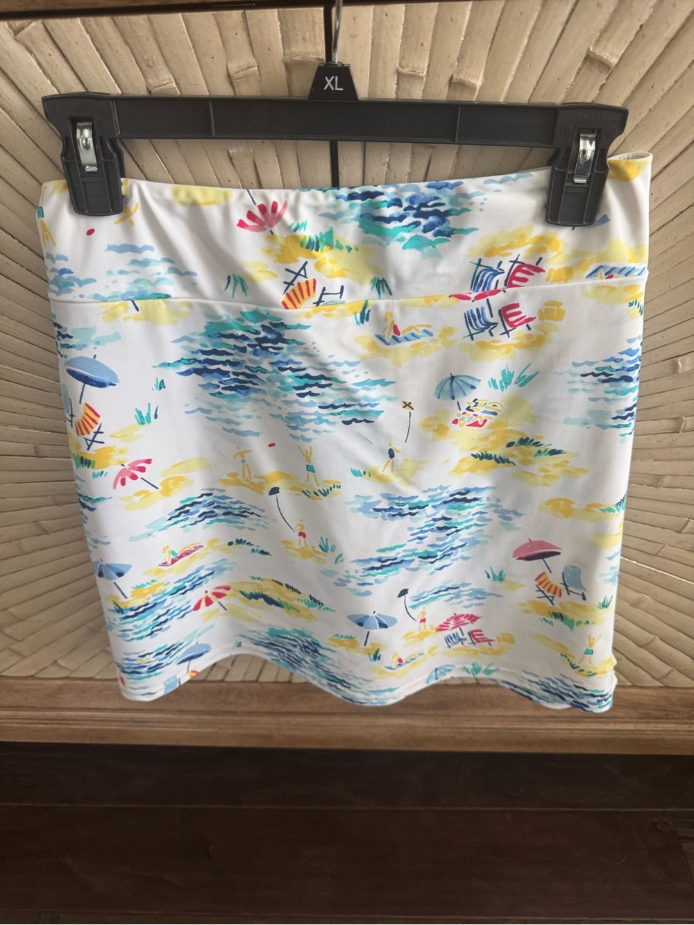 Aryeh White Mini Skirt with Blue, Yellow and Pink Coastal Print